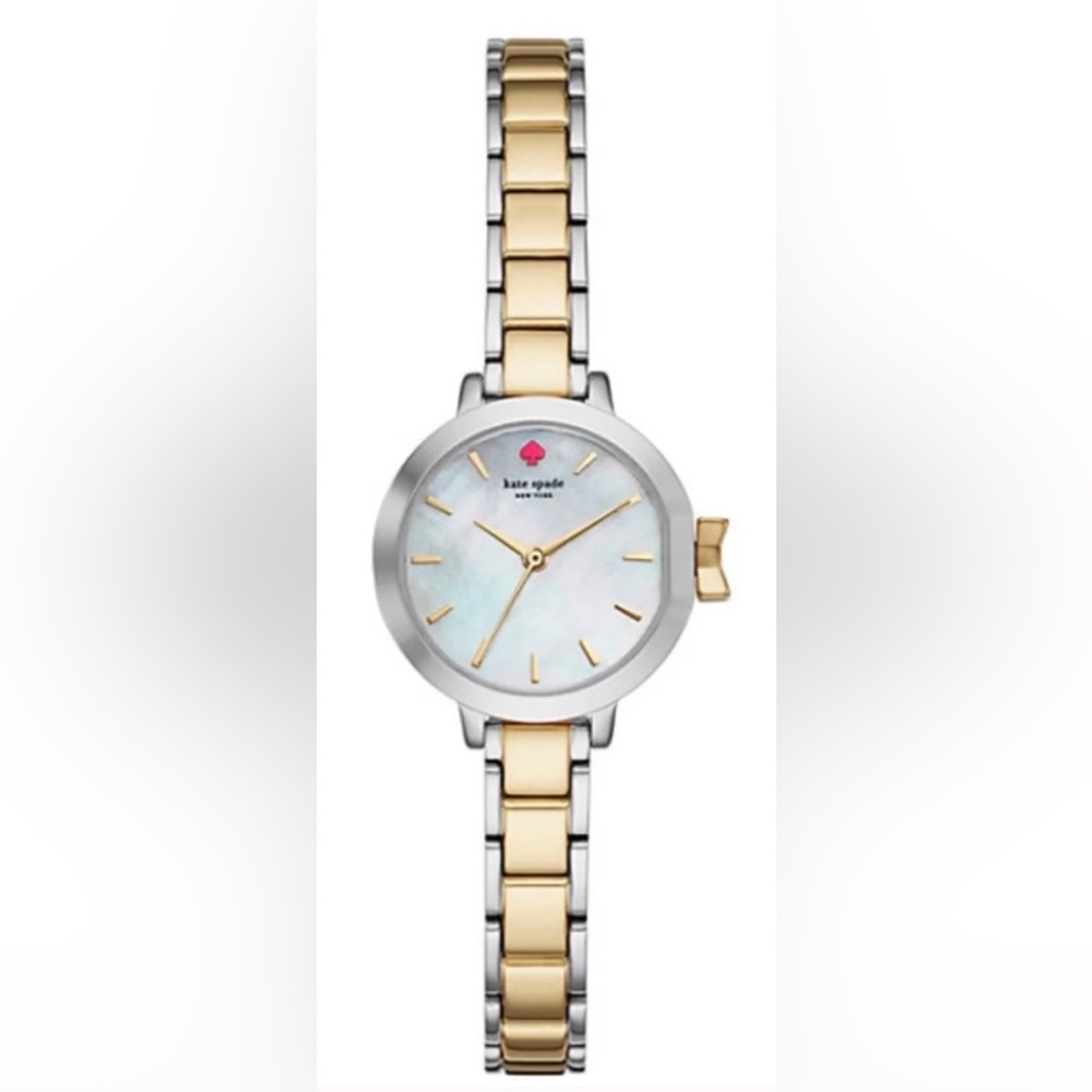 Kate Spade ♠️ Mini Park Row Watch, Two-Tone Gold Silver, Mother of Pearl Face